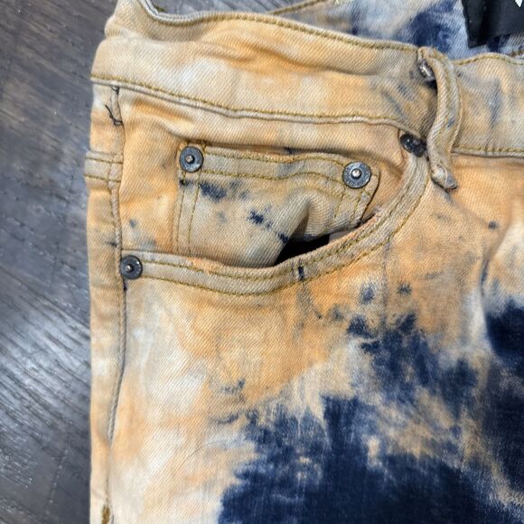 Valabasas Jeans Mens 29 Orange Bleach Wash Flared Leg Mid Rise Stretch Denim - Picture 7 of 13